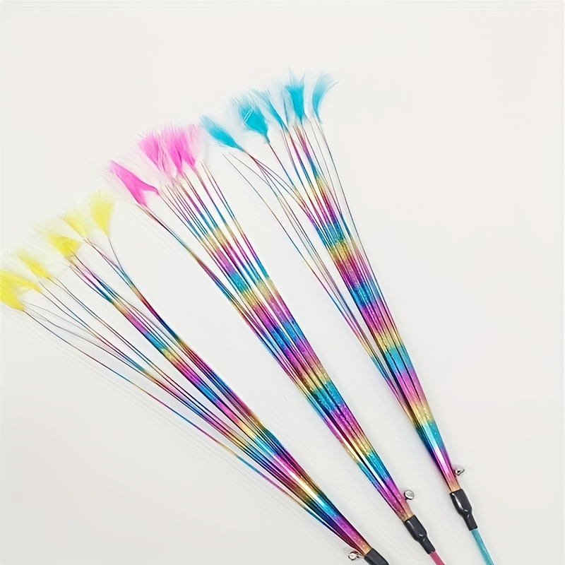 1/3pcs Random Toy - Fun Interactive Cat Teaser Wand - Artificial Feathers With Small Teaser Wand, For Fun And Intimate Interaction With Cats, Suitable For Indoor Cat Play