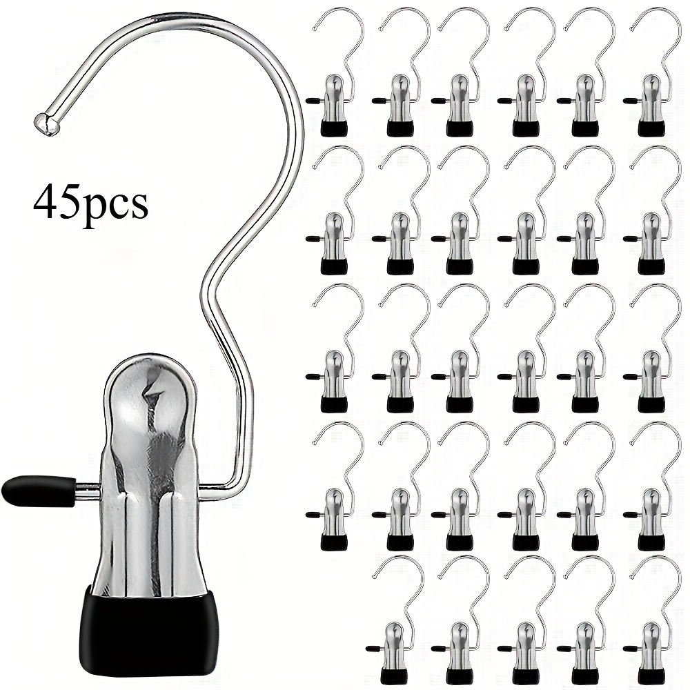 E-shop 45 Haken und Kleiderbügel-Clips, Hosen, Hut- und Socken-Clips - Clips mit Haken zum Aufhängen schwerer Gegenstände - , platzsparende Hosenbügel,
