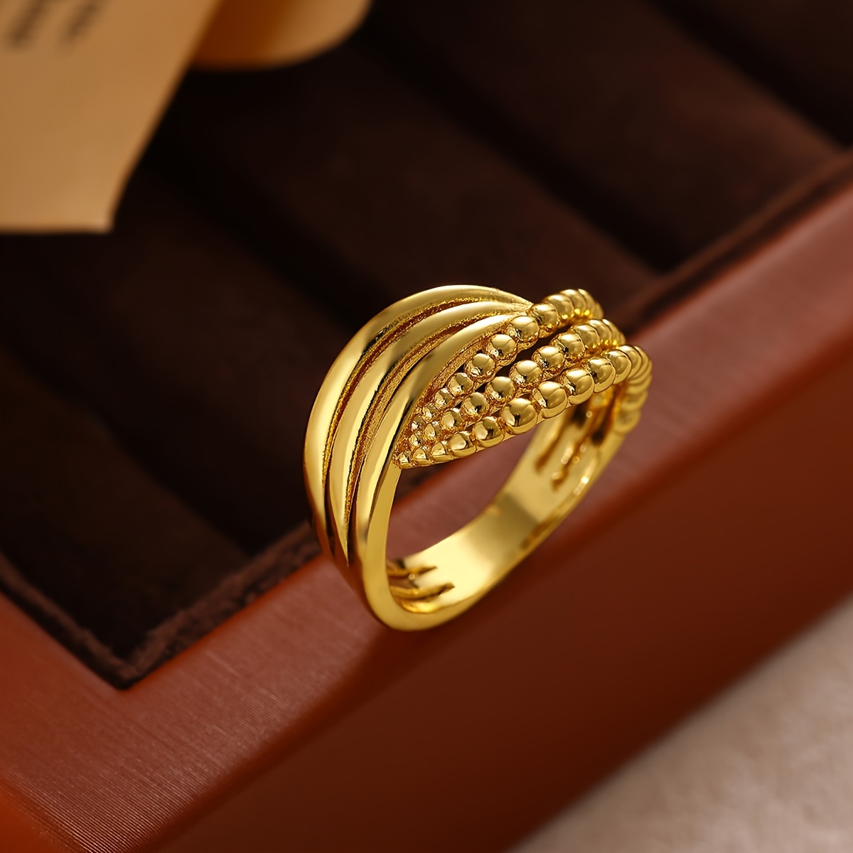 Women's Multi-Layered Interwoven Punk Style Wide-Faced Ring