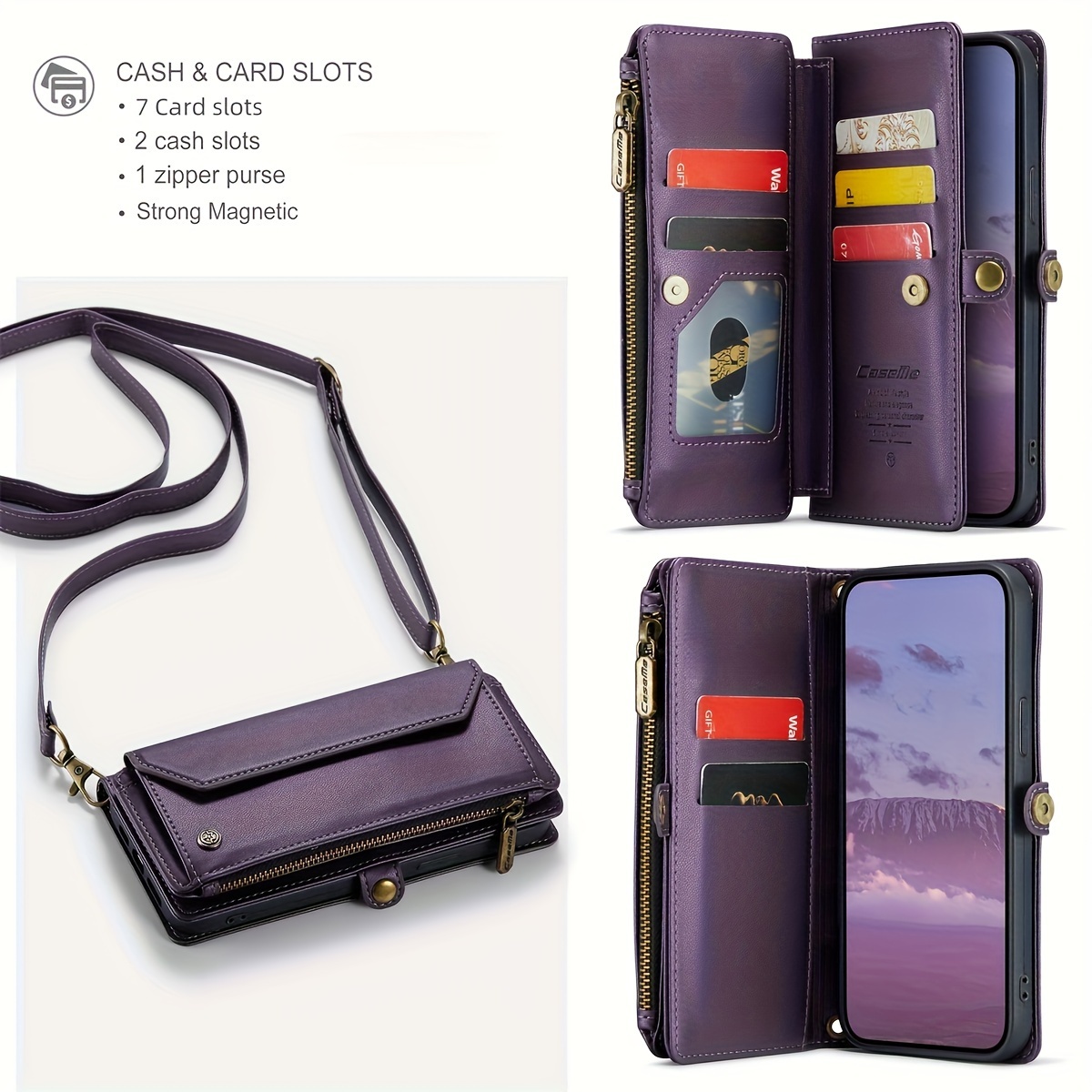 Wallet Phone Case Support Wireless Charging with Blocking Card Holder, Flip Folio Book Faux Leather Protective Phone Cover for iPhone 16e/16/11/12/13/14/15 Pro Max/15 Plus/13 Mini/7/8 Plus/SE 2022/SE 2020 - Image 143