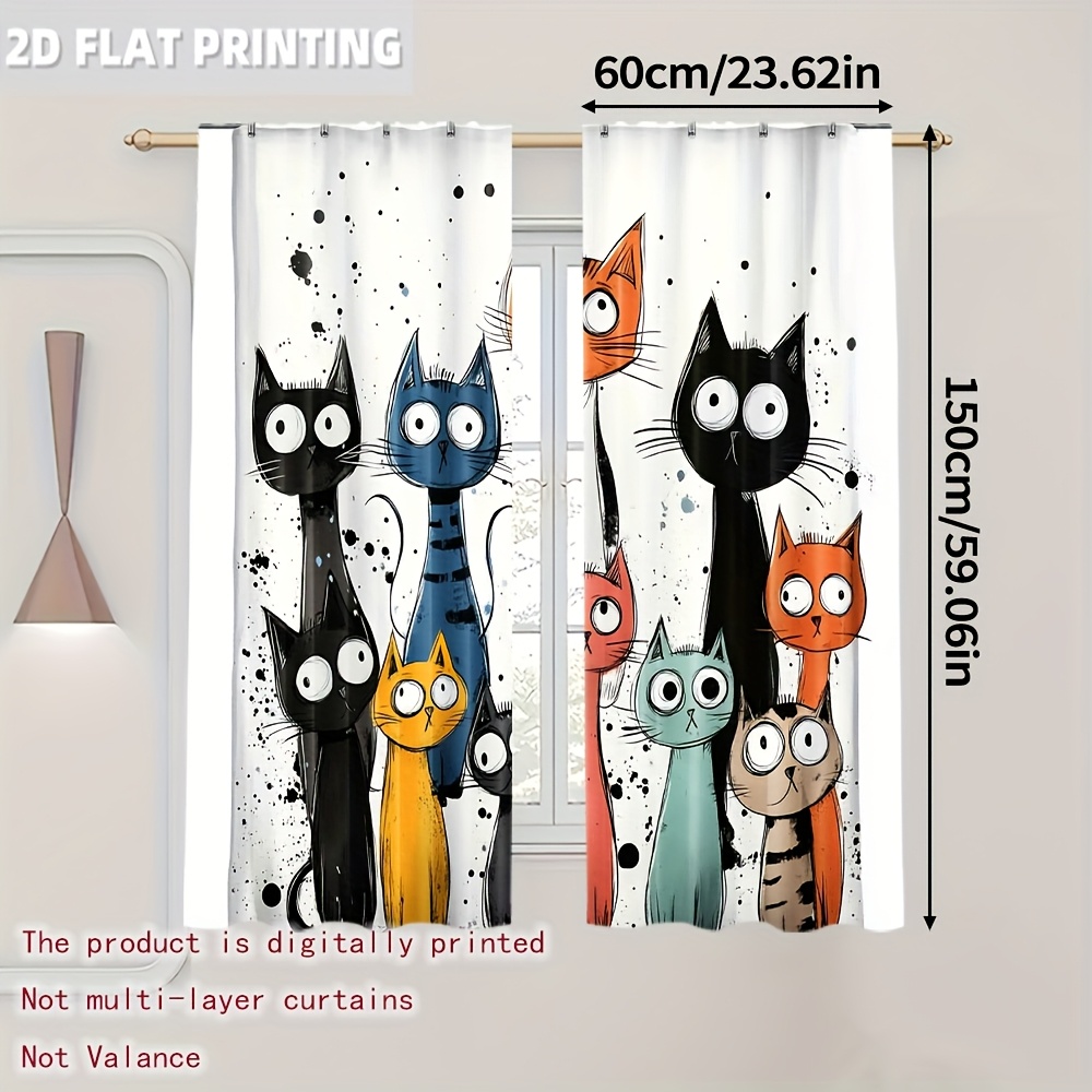 TEMU Tende 2D piatte - 2 pezzi, Tende filtranti 2D piatte Whimsycat versatili e resistenti in poliestere (senza bastone, senza , senza batteria) per