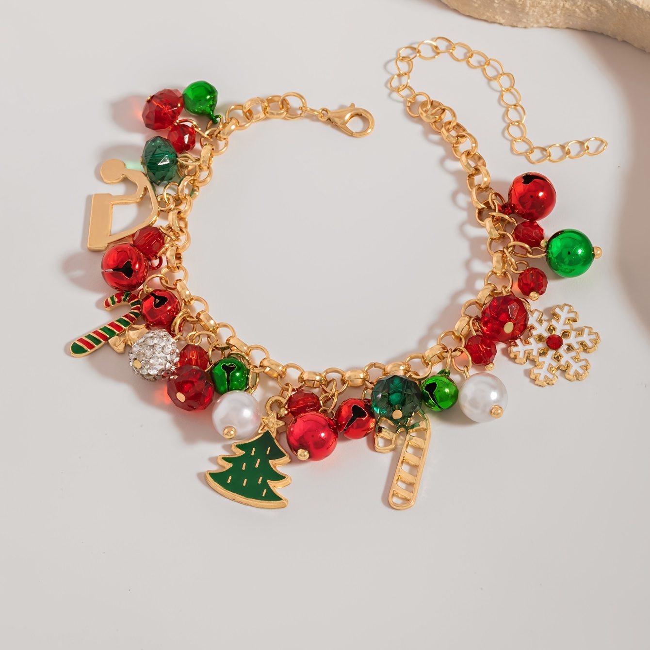 TEMU Nouveau bracelet de Noël, bracelet de Noël avec de neige et Père Noël, adapté à un port
