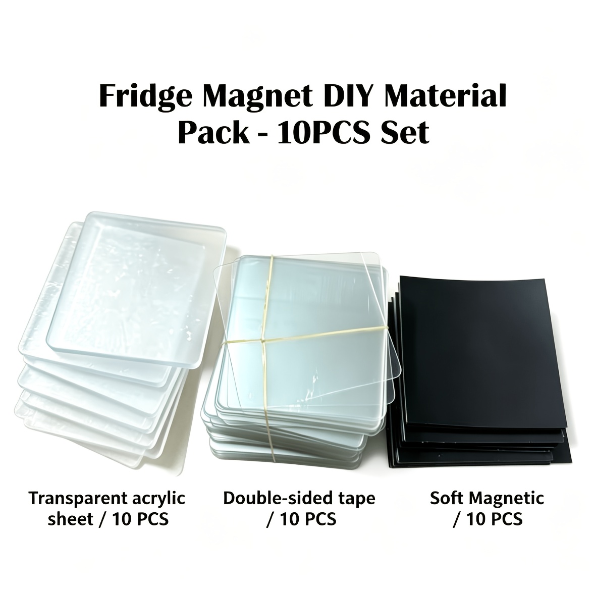 TEMU Kit de sac en acrylique transparent pour aimant de réfrigérateur, autocollant magnétique pour cadre photo de réfrigérateur, aimant de