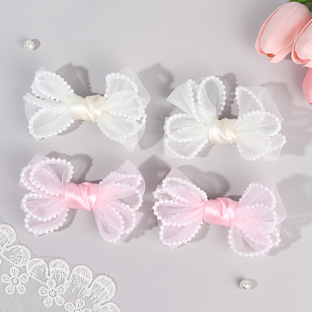Große Haarschleife Aus Chiffon – Weiß, Mit Langen Bändern, Für Hochzeit & Alltag