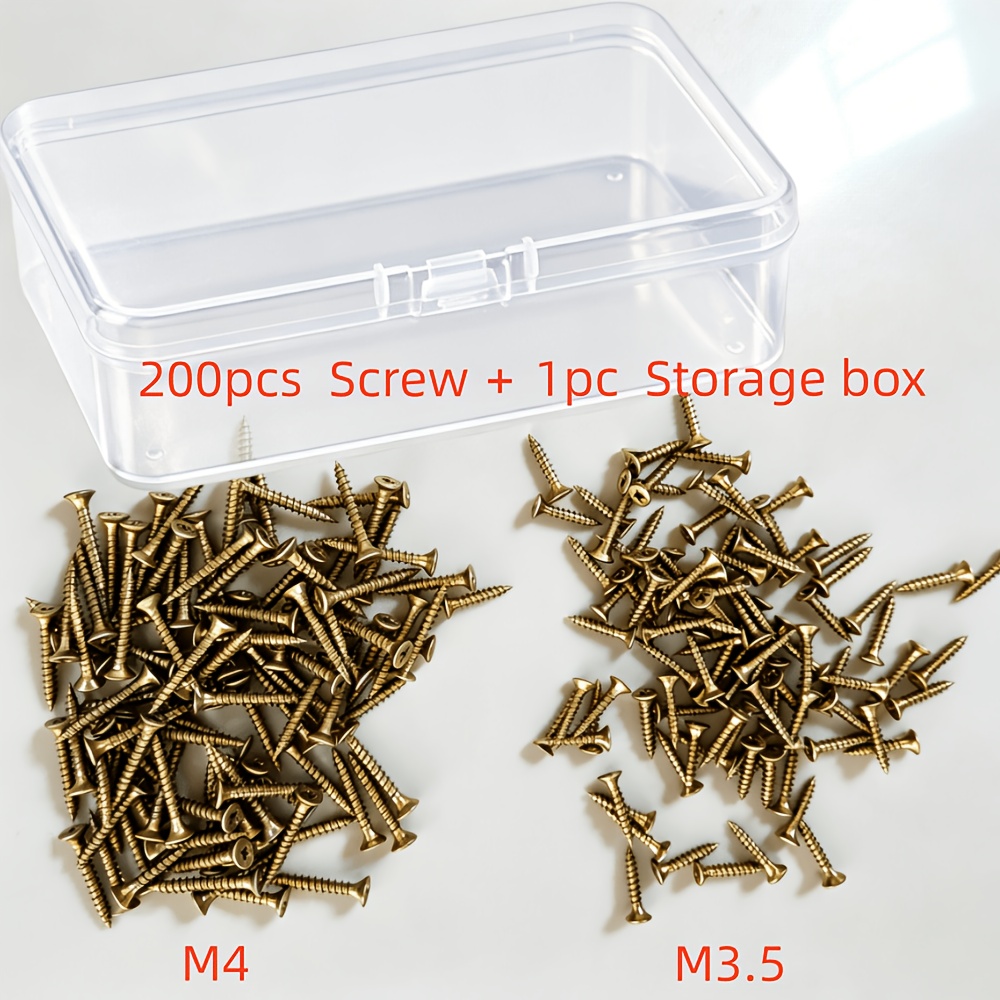 TEMU 200pcs-self-tapping Screws Boxed, M3.5/m4 Specification-galvanized Phillips Screws/hardened Wood Screws, High Hardness Carbon Steel Screws,