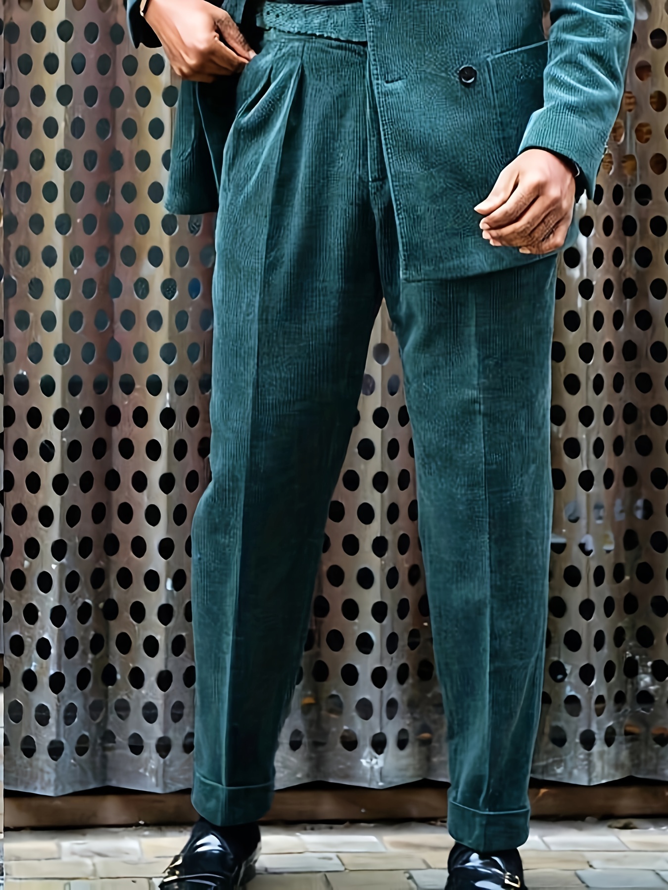 Slim Fit Elegant Slacks Men's Casual Vintage Style Slightly - Temu