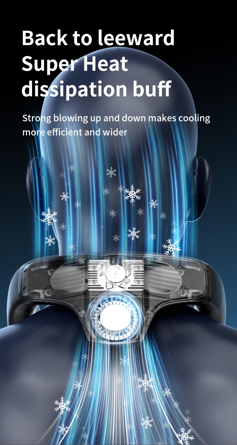 5200Mah Neck Fan, Portable Air Conditioning Fan, Ergonomic Personal Cooling Fan, Type-C Rechargeable, 3D Airflow Wearable, LED Screen, 3 Modes, a Gift for Men And Women, Suitable for Outdoor Travel And Indoor Use