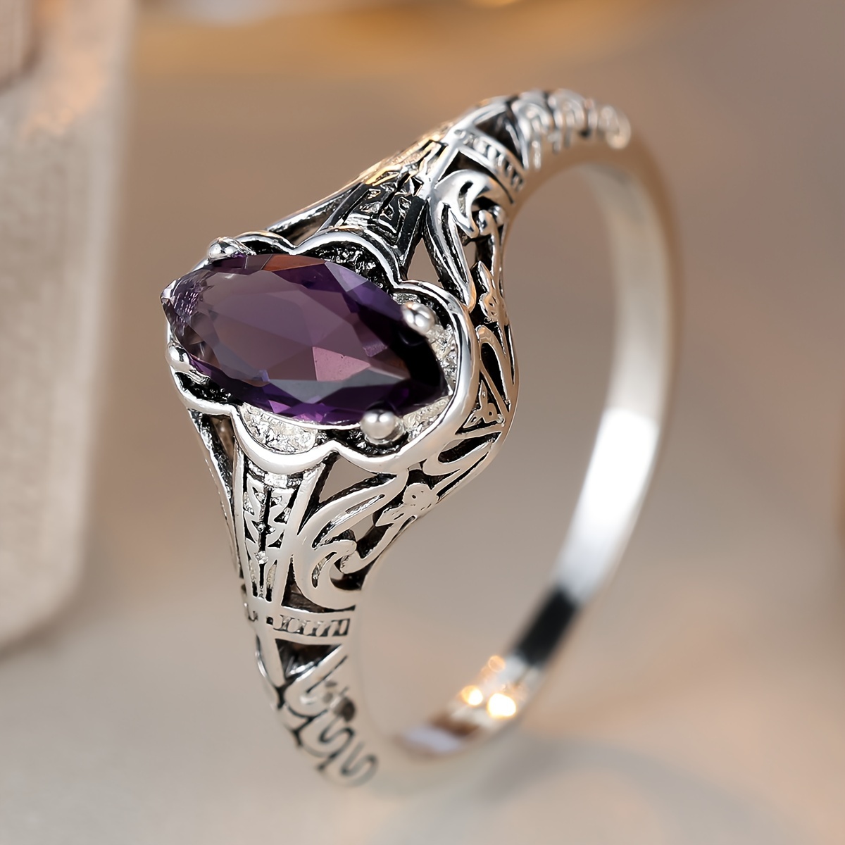 Vintage Engagement Ring with Synthetic Zircon Gemstone