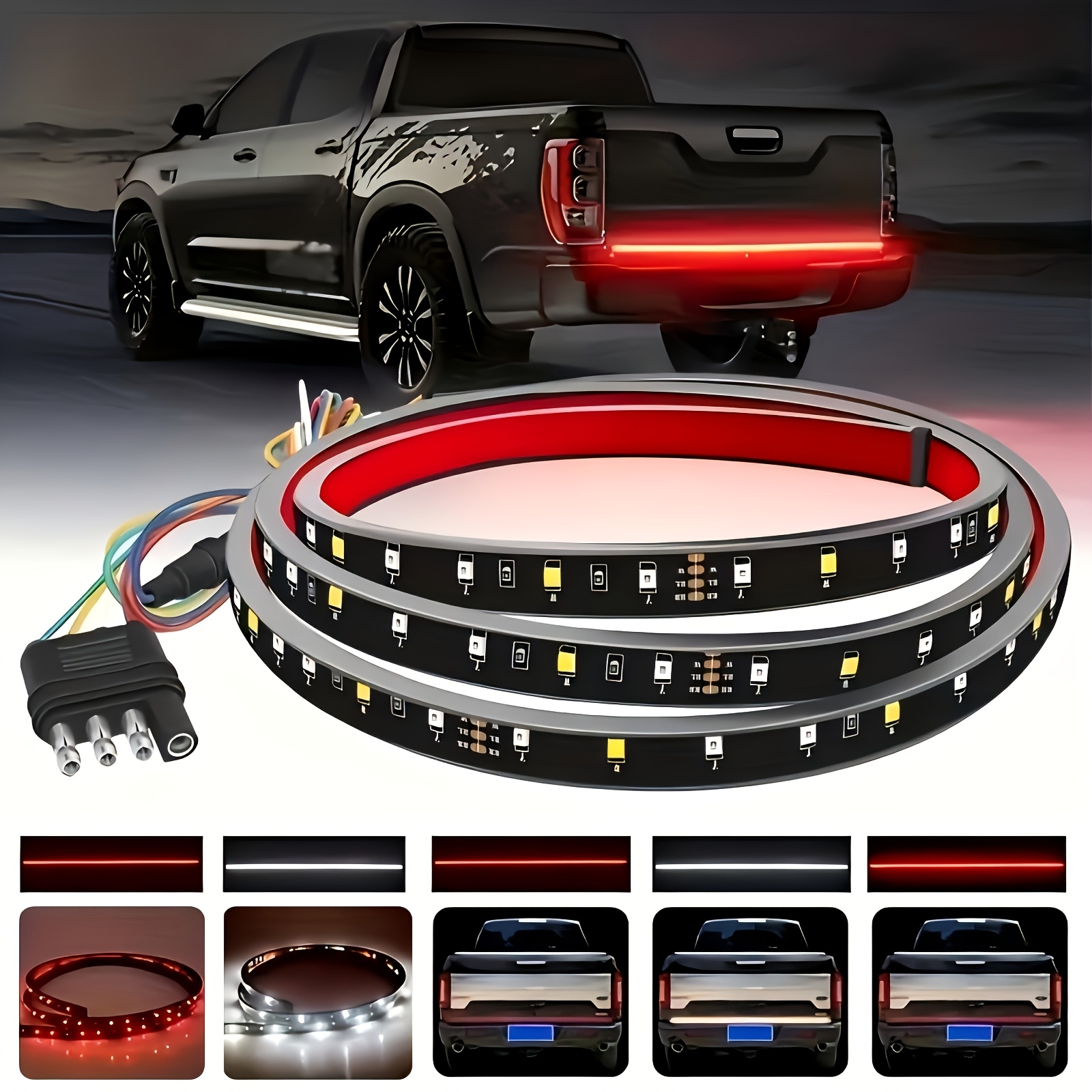 TEMU 60 Inch Led Light Strip, Suitable For Pickup Truck Models, Car Led Decorative Light Strips, Rear Atmosphere Light, Flash Lights, Neon Light