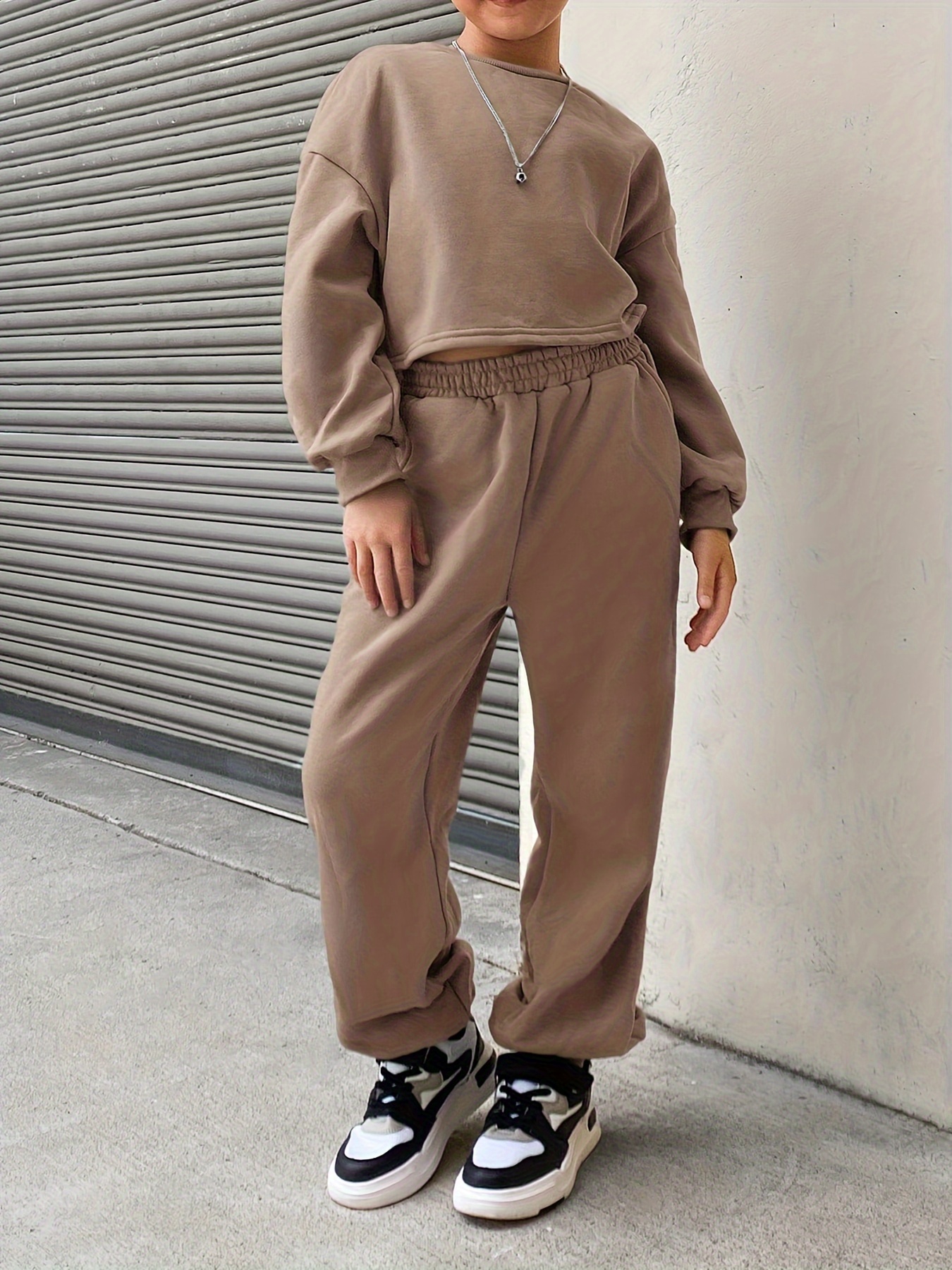 Girls' Casual Fleece Pants Set for Fall and Winter
