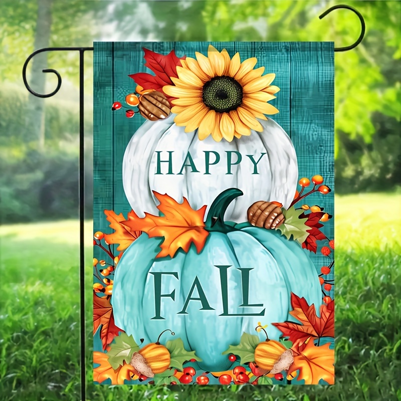 

Autumn Garden Flag - 12x18 Inch, Double-sided With Pumpkins, Sunflowers & Maple , Fall, & Farmhouse Decor, Polyester, No Pole Included