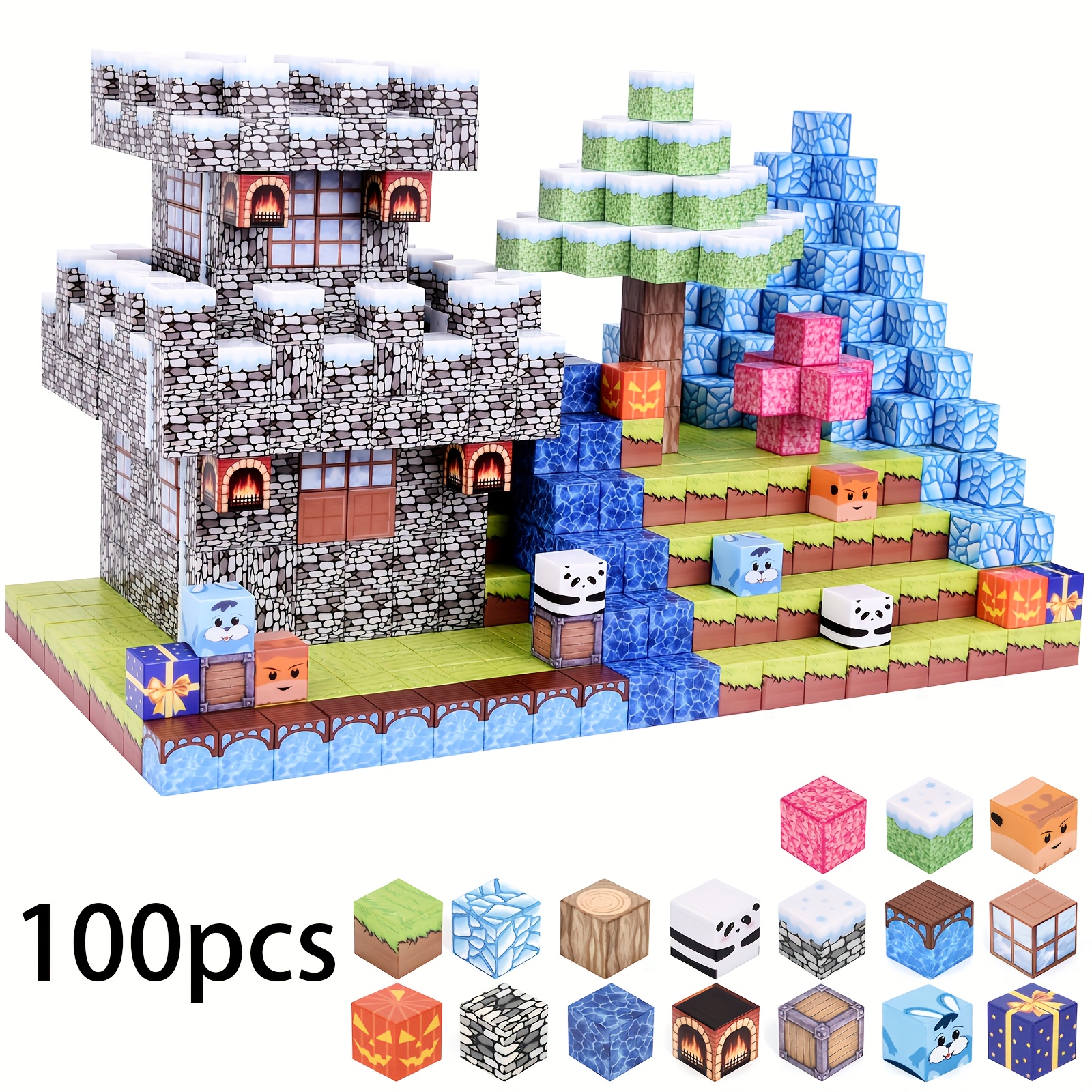 Image of 100pcs Magnetic Building Blocks - Creative Magnetic Toys, Magnet Toy Set, Cubic Architectural Toys Christmas Halloween Gift