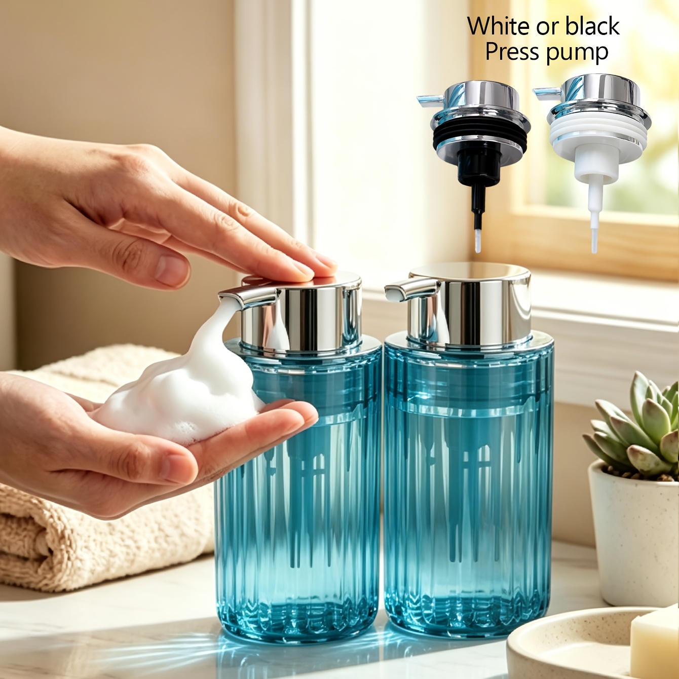 TEMU 2pcs Refillable Foaming Hand Soap Dispenser 10oz Plastic Dispenser Pump Lotion Foaming With For Bathroom Vanities Kitchen