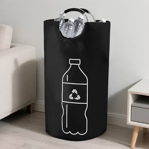 heavy duty extra large capacity canvas folding recycling bin with lid heavy duty cylindrical space saving foldable laundry basket dirty clothes basket storage basket for kitchen home bathroom office recycling bin with clear