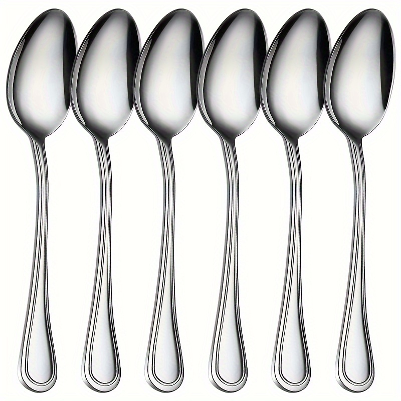 

6pcs, Serving Spoon, Stainless Steel Serving Spoon, Mirror Polished, Dishwasher Safe, Suitable For Home Kitchens And Dining Rooms, Kitchen Supplies