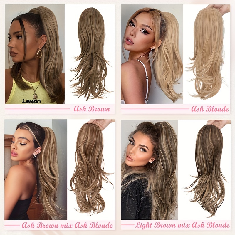 22inch 55cm drawstring ponytail extension multi layered hairpieces stand   pony tails long straight to curly hair extensions with mini clip wrap on ponytails pure highlight soft natural synthetic hairpiece for daily party halloween christmas details 5