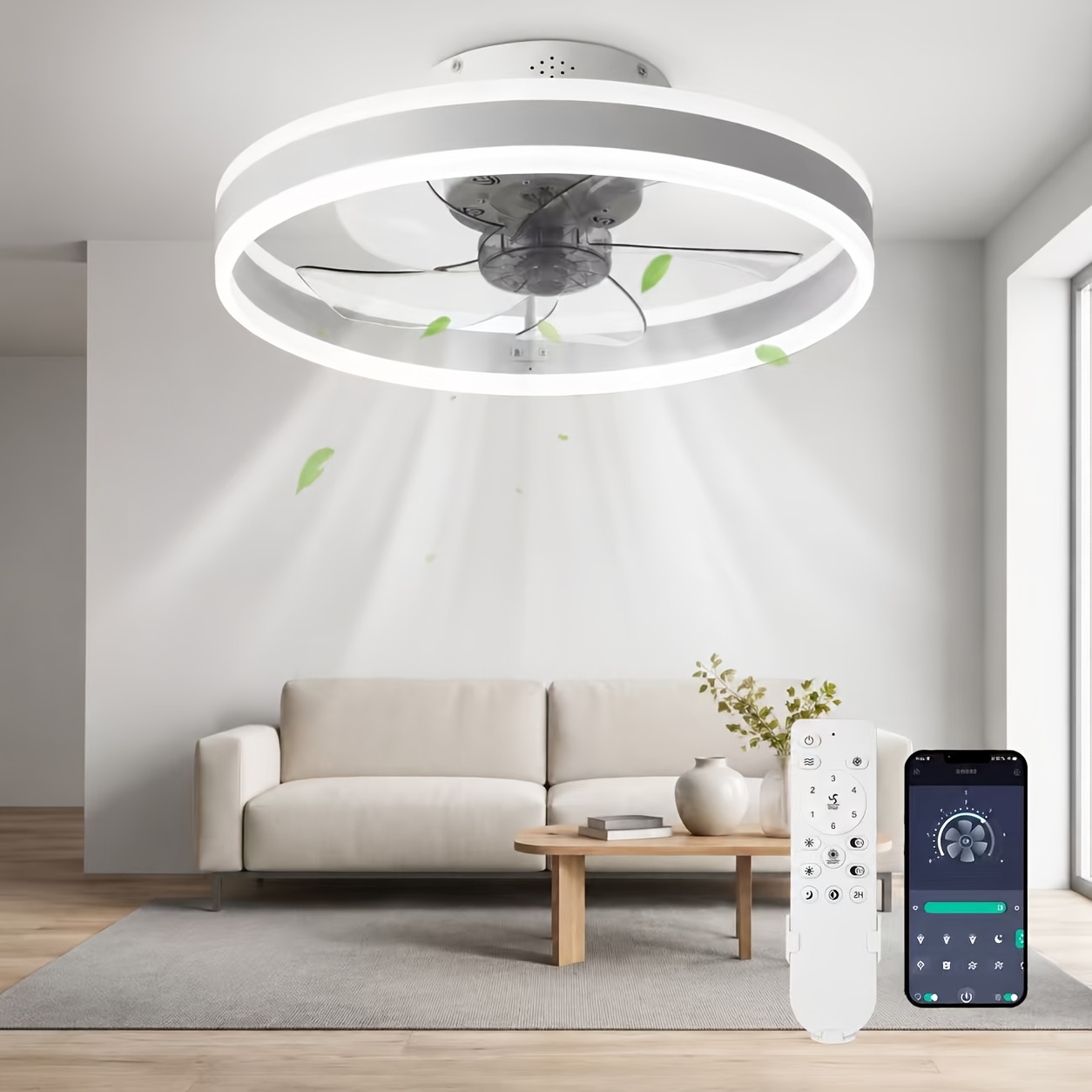 Led Adjustable Ceiling Fan Light, 6-speed Adjustable Wind Speed, 3 Color Light, Remote Control, Suitable For Use In Bedrooms, Study Rooms, And Multiple