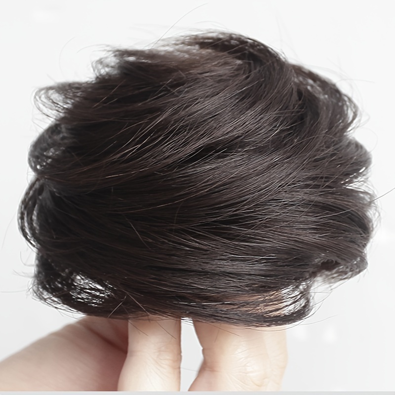 Image of Heat-resistant Synthetic Updo Wig - Elegant Straight To Wavy Ponytail Bun, Base For Parties, Everyday & - Women's Hairpiece For Halloween, Christmas, Photo Shoots - Head Sizes