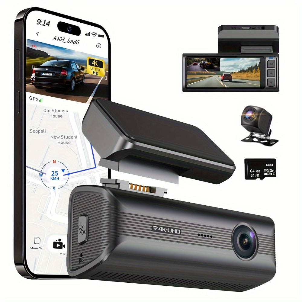 Dash Cam A1 Con DualLens1080P&VGA 3.16''IPS HD LoopRecord WDR G-sensor  LockVideo Parking Monitoring 24h Complimentary 64GB Para Grabación De Video  De
