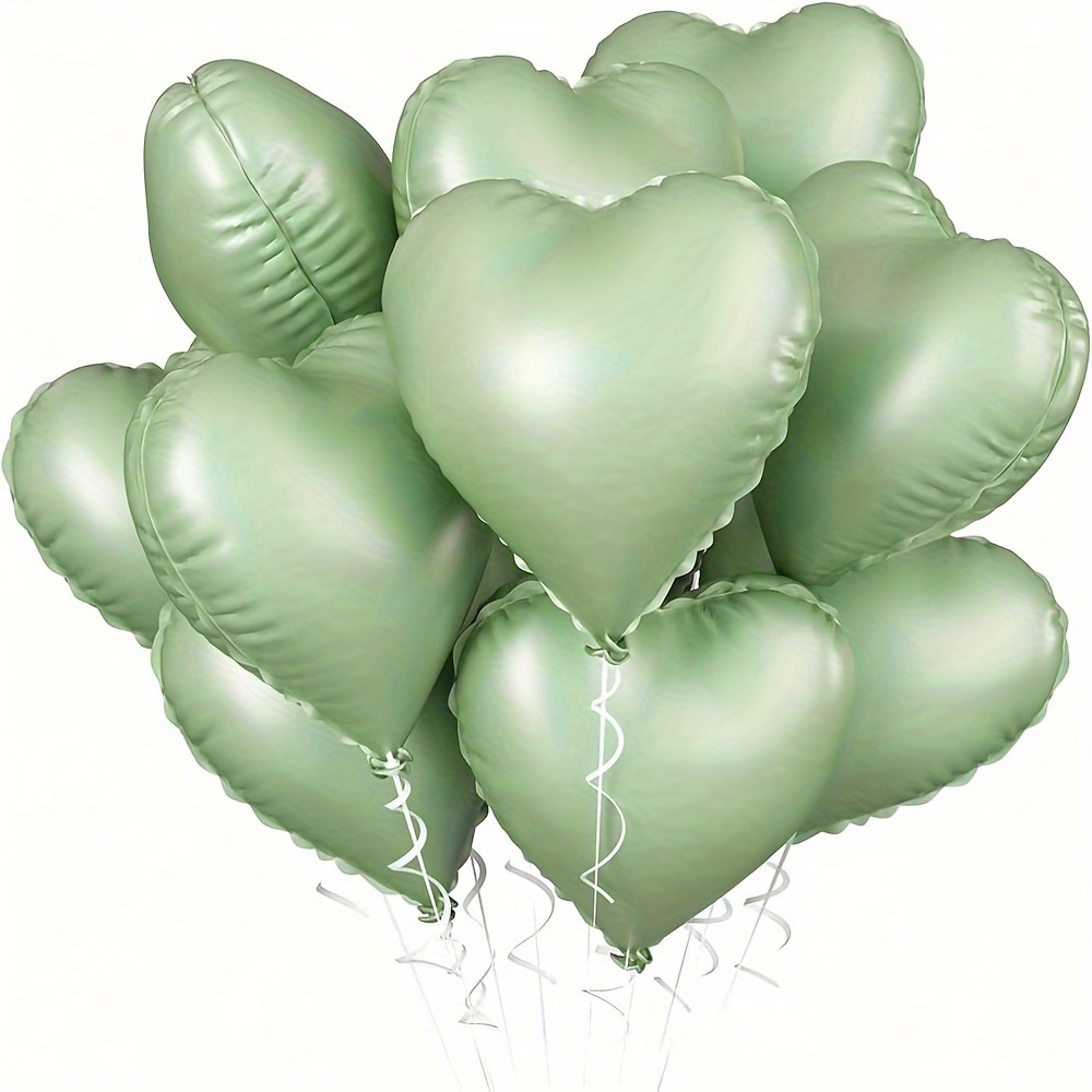 

10pcs Heart Shaped Foil Balloons For Birthday, Jungle Party, Valentine's, Wedding, Anniversary - Universal Celebrations, Multiple Season Holiday Decor, Suitable For Ages 14+