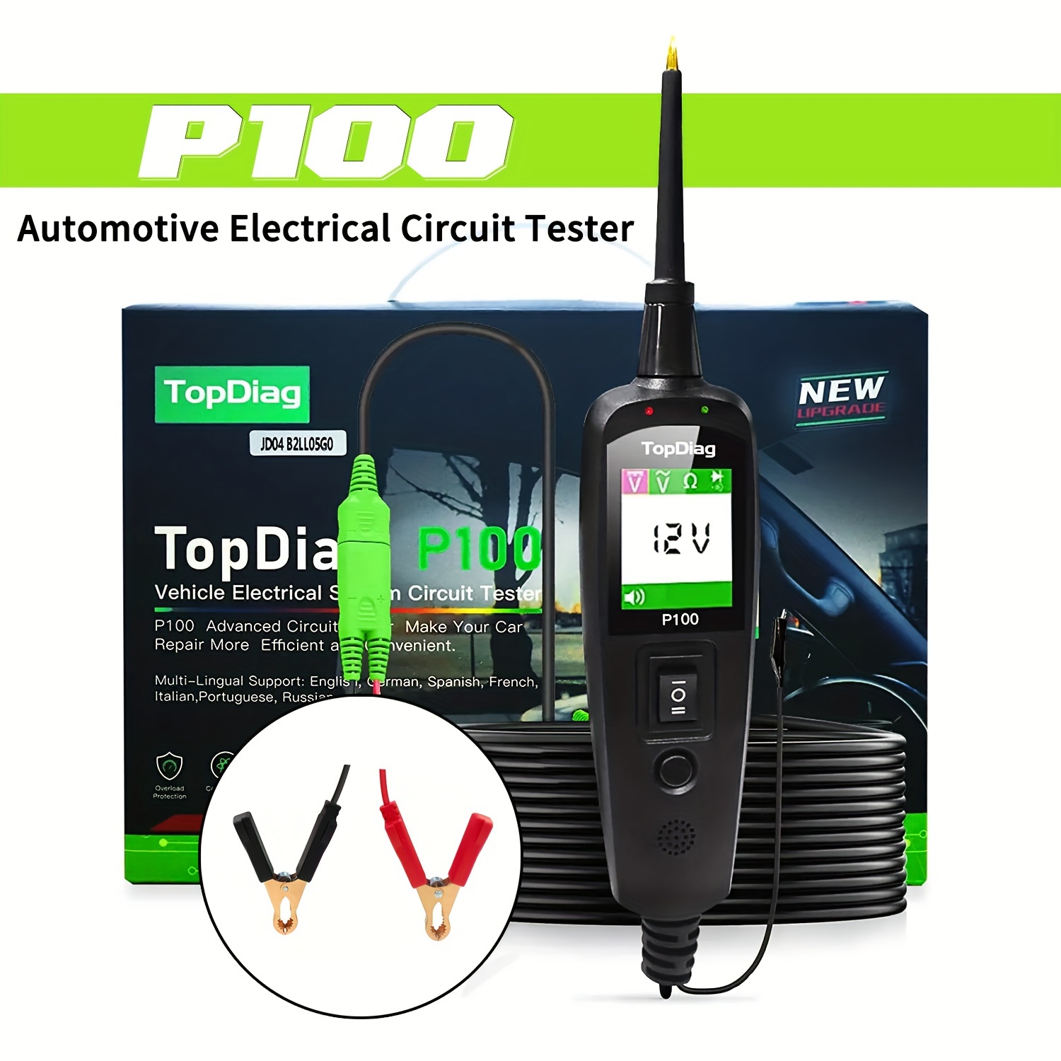 P100 Automotive Circuit Tester 12v 24v Cable Power - Temu