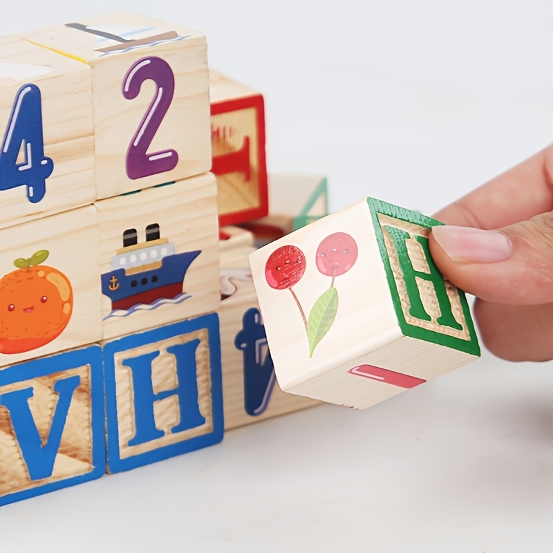 Jacootoys 36 Bloques De Madera Extra Grande Con Letras, Números Y Animales – Juego Educativo Montessori Para Niños De 3 A 5 Años, Incluye Bolsa De Almacenamiento
