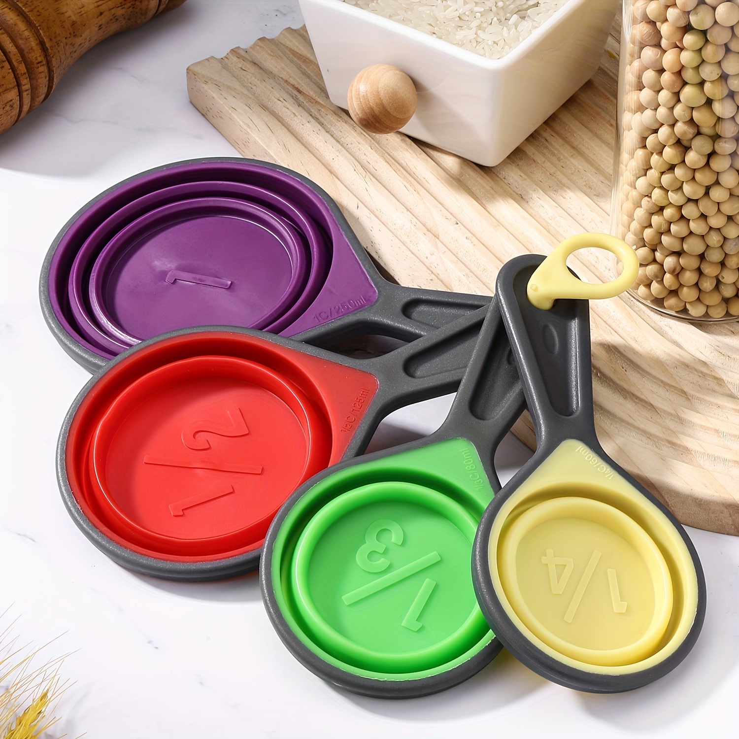 

1set Plastic Measuring Cup, Measuring Spoon, Spoon, Tool, Seasoning, Measuring Spoon , Pet Spatula, Plastic Measuring Spoon Cup Set Measuring Tool