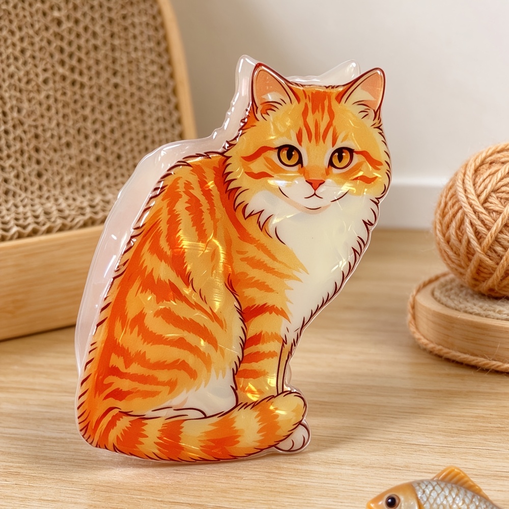 TEMU Pince à cheveux pour chat orange à cheveux , jolie épingle à cheveux pour chat en acrylique, accessoire de coiffure polyvalent de qualité