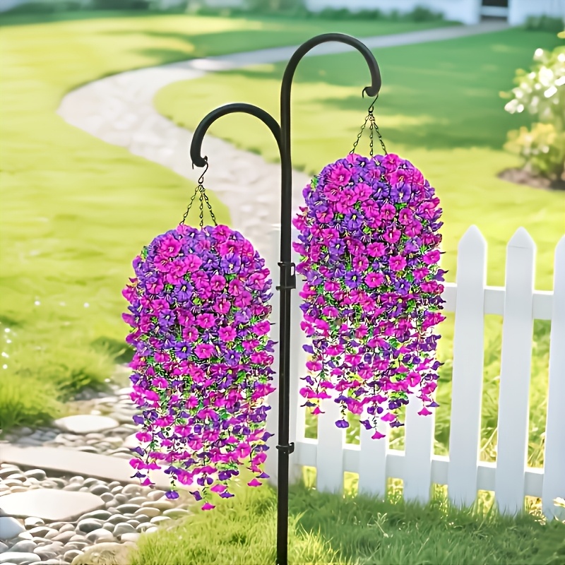 Image of 8pcs Set Of Vibrant Outdoor Artificial Hanging Bouquets - Perfect For Home/indoor Decor, Weddings, Valentine's Day, Mother's Day, Spring And Graduation Festive Floral Arrangements (pots Not Included)