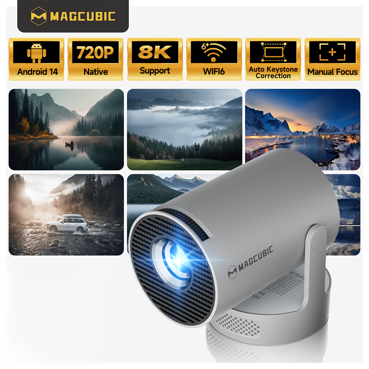 Image of Magcubic 14 Smart Projector Local 720p Support 8k And Auto Keystone, 1gb + 8gb Rom Storage, H726, Portable Design With 180° Rotation