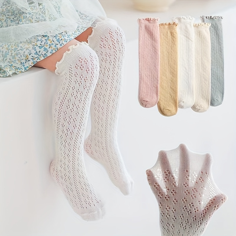 1 par de calcetines altos al muslo, 100% algodón suave, hasta la rodilla,  calcetines largos para mujeres y niñas, uso diario