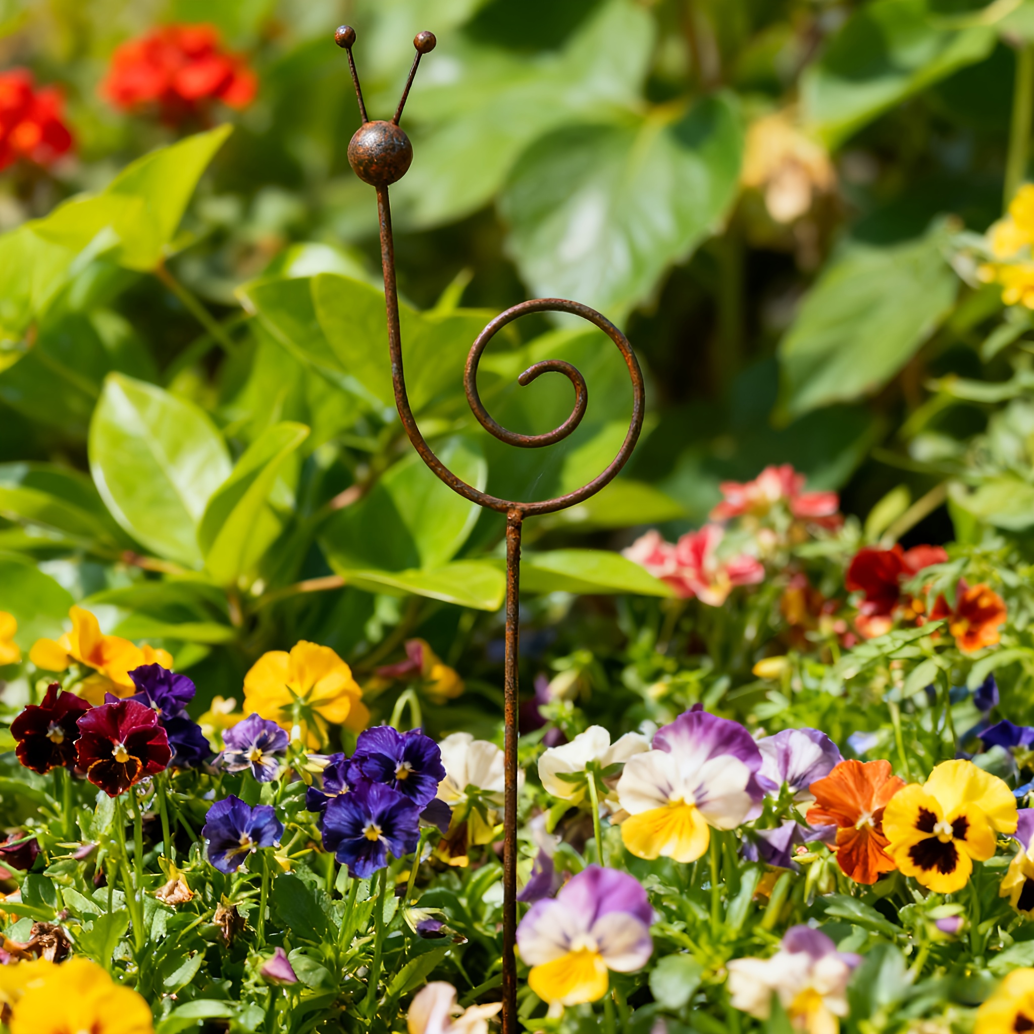 TEMU Poteau de support pour plantes escargot en métal rouillé / Décoration de jardin minimaliste - Sculpture d'escargot adaptée aux cours de style