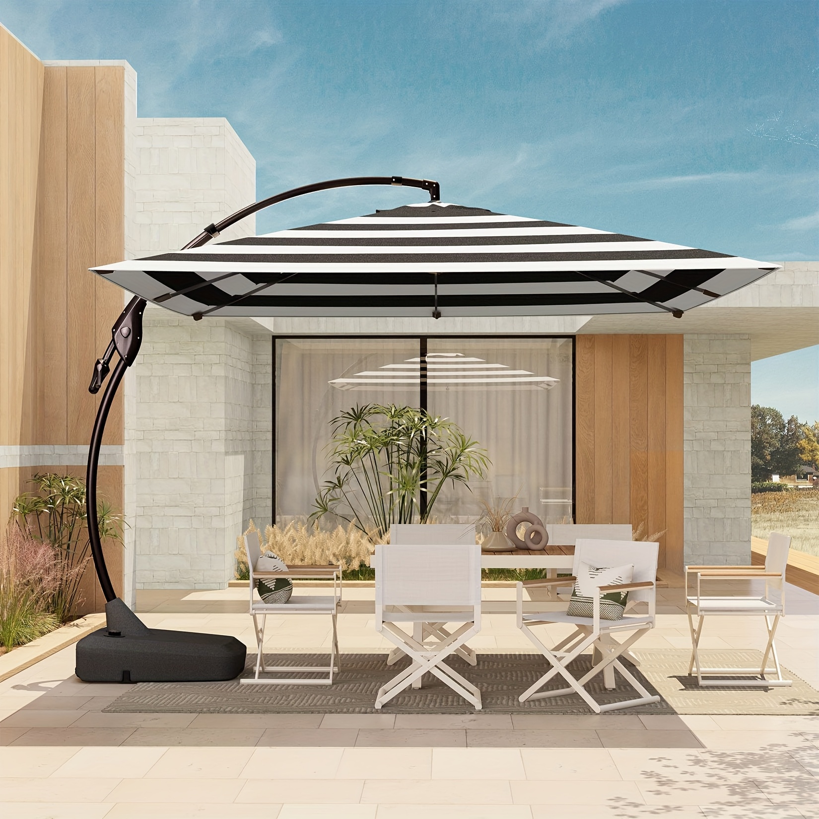 13 ft wood patio umbrella Patio Umbrella Wooden 13ft 8-Rib with Weighted Base