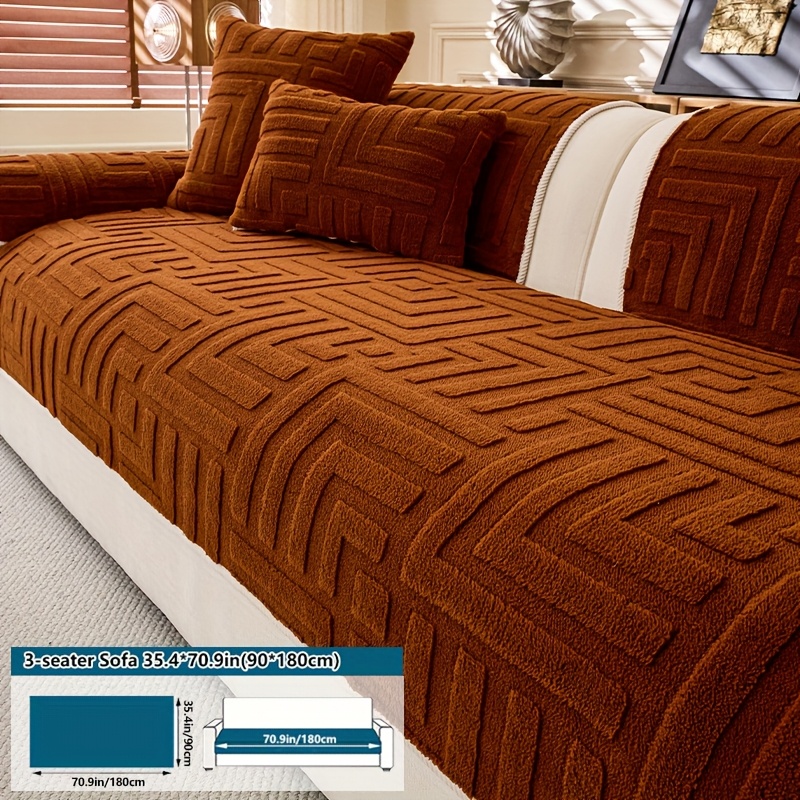 TEMU 1pc Autumn Winter Warm Plush Non-slip Sofa Cushion - , , Pet-proof, Breathable, Fashionable Home Decor, Suitable For Living Room, Bedroom,