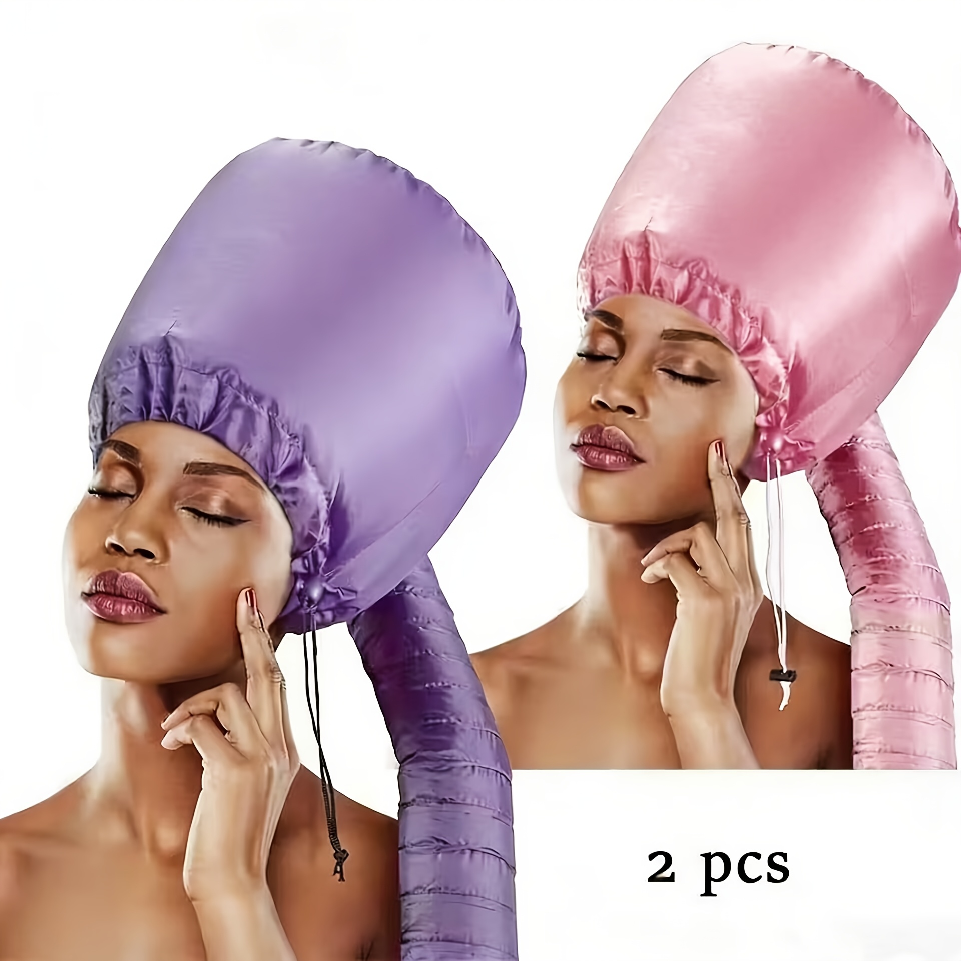 TEMU 2-pack Upgraded Hooded Hair Dryer - Low-weight Portable Quick-dry Hair Dryer Hood With Adjustable Drawstring, Heat-resistant & Hypoallergenic
