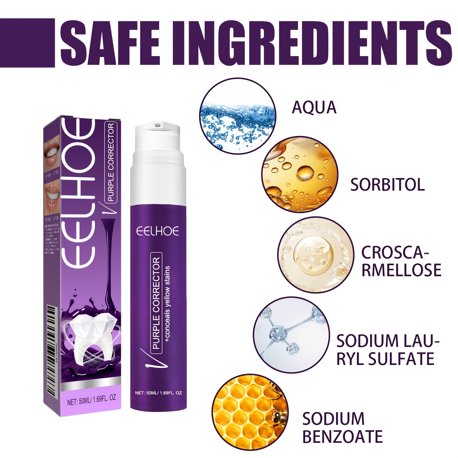 1pc/2pcs V34 Purple Toothpaste, Deep Teeth Cleaning, Removes Stains from Coffee and Tobacco, Prevents Yellowing, Whitens Teeth for a Fresh Breath