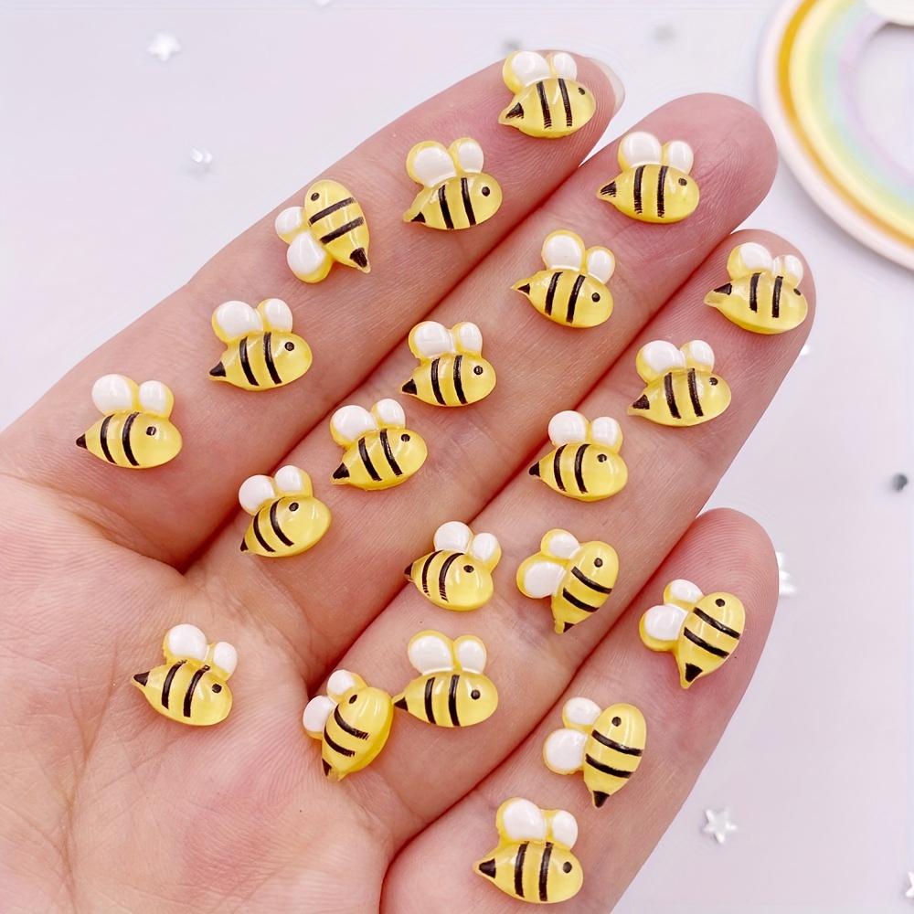 

50pcs Ornements d'Art d'Ongle Abeille - Décoration d'Ongle en Résine 3D Dos Plat Kwaii Convient pour les Ongles en Acrylique