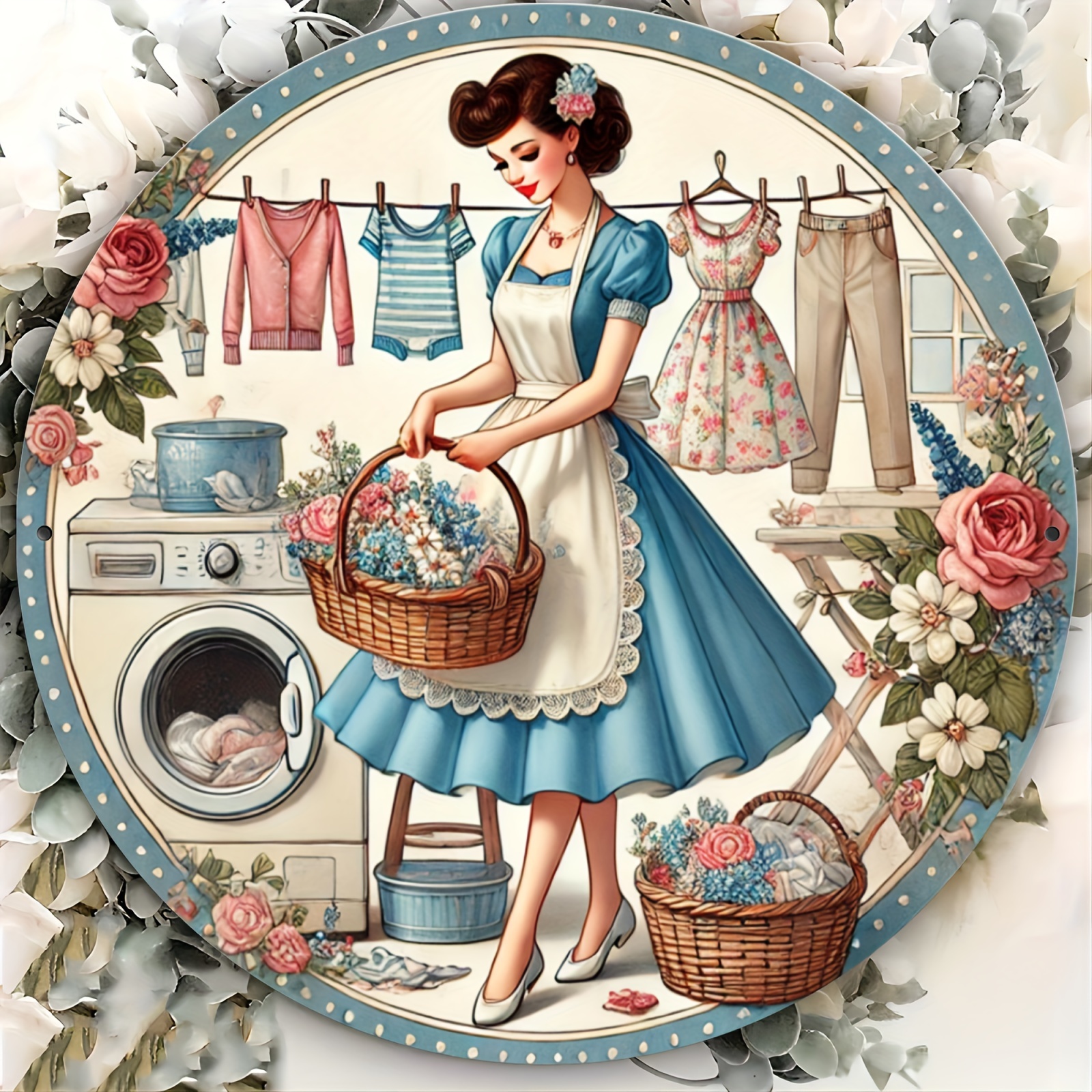TEMU Decorative Signs & Plaques Vintage Style Chic Round Metal Wall Art, 8 "x 8" - Aluminum Vintage Decor With For Homes, Cafes, Bars, Garages And