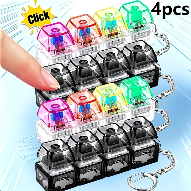 TEMU Set de 4 llaveros con teclas, teclas brillantes aleatorios, adiciones duraderas y portátiles, que te ayudan a y mejorar tu concentración, regalo
