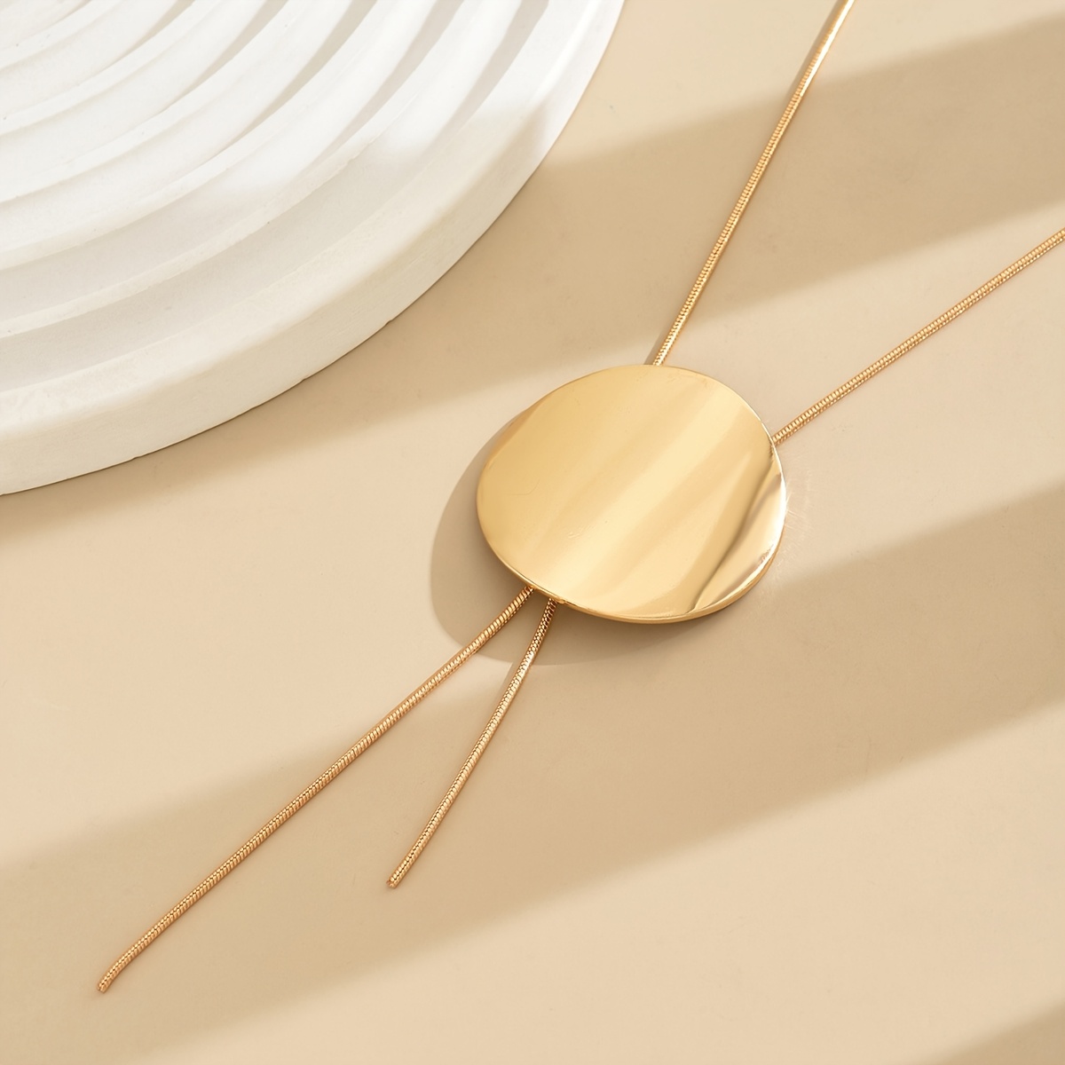 Adjustable Long Necklace with Golden Pendant Minimalist Chain