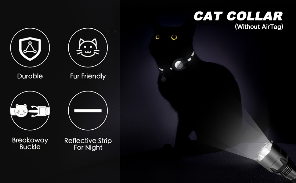 2pcs Cute Cat Collars, Fish-Shaped Holder Suitable for Airtag, Reflective, Breakaway, with Bell, Adjustable 17.78-30.48 cm, Safety Buckle, with Cat Collar Holder for Girl Boy Cats Pet Supplies, Gifts (Without Airtag), Without Battery