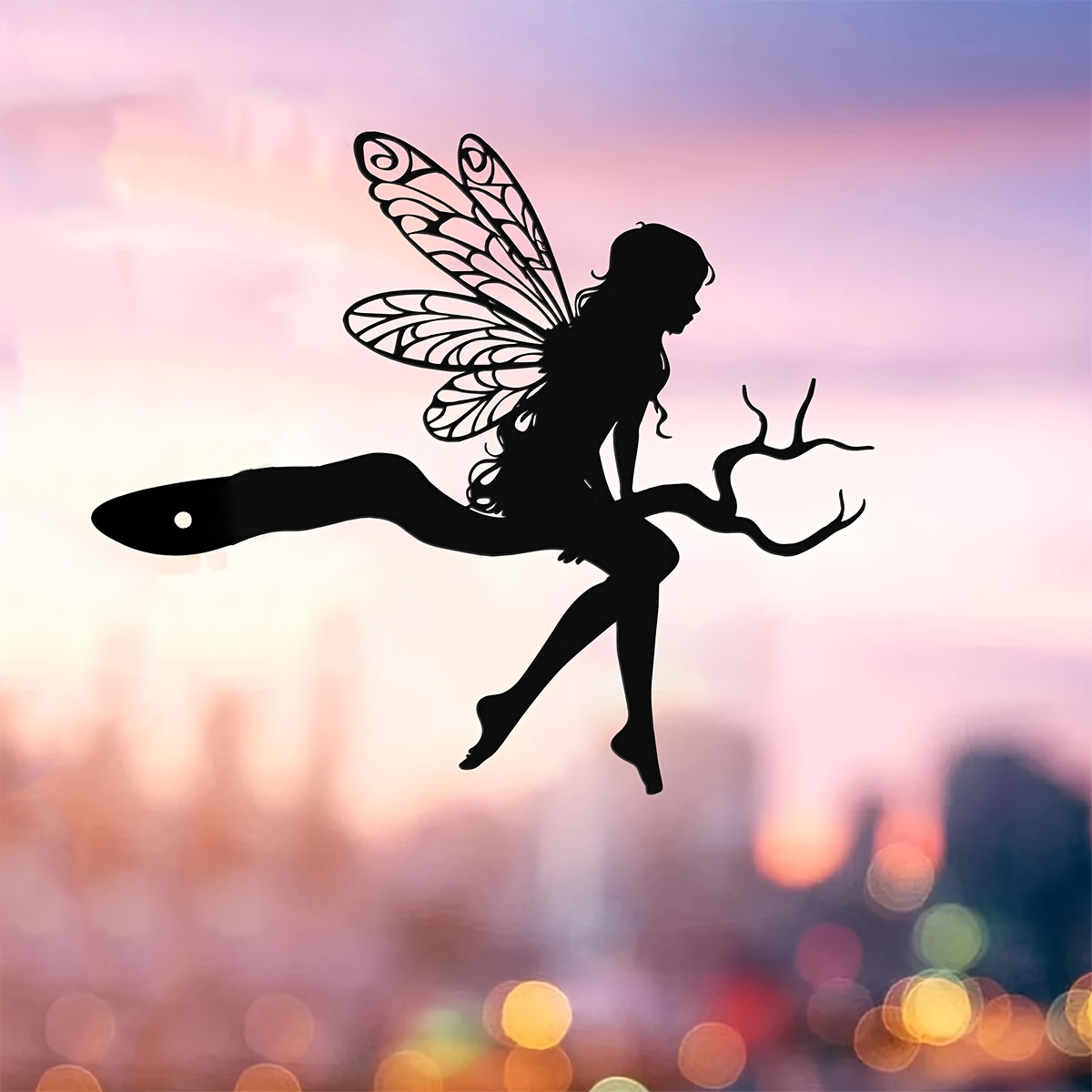 TEMU 1pc Metal Fairy Silhouette Art Piece – Garden Tree Decor, Outdoor Yard Art, Home Lawn Magical Fairy Ornament