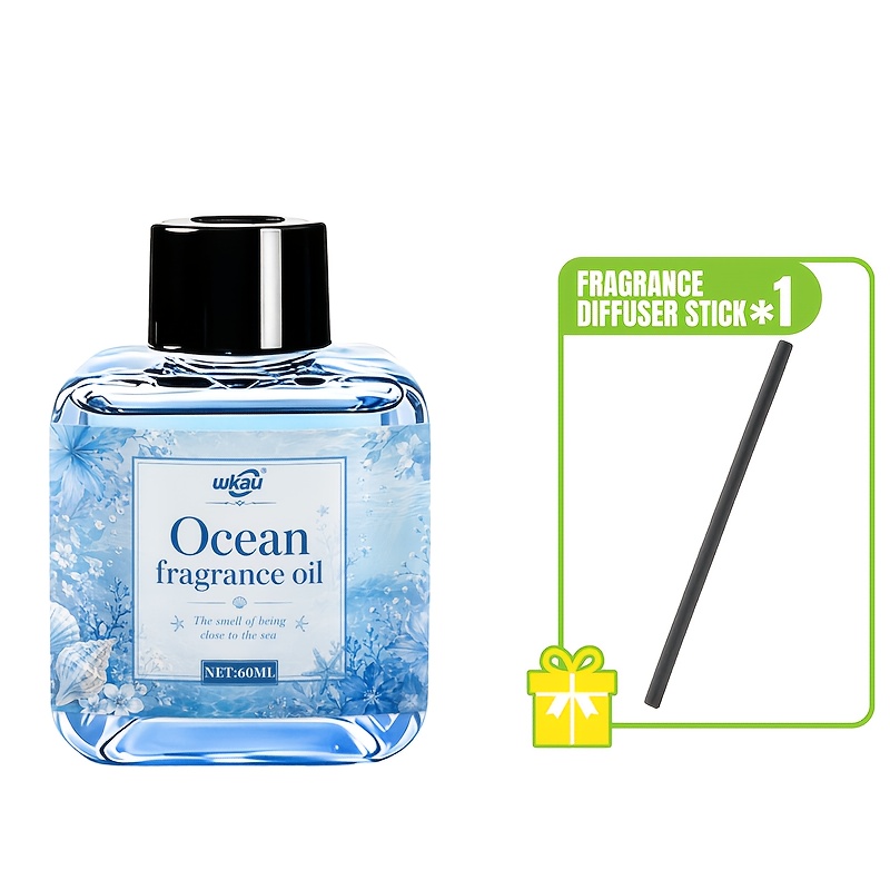 TEMU Set complet de diffuseur de fragrance à roseaux parfum océan frais avec tiges, et purifiant , ornement élégant et la voiture pour chambre, salle