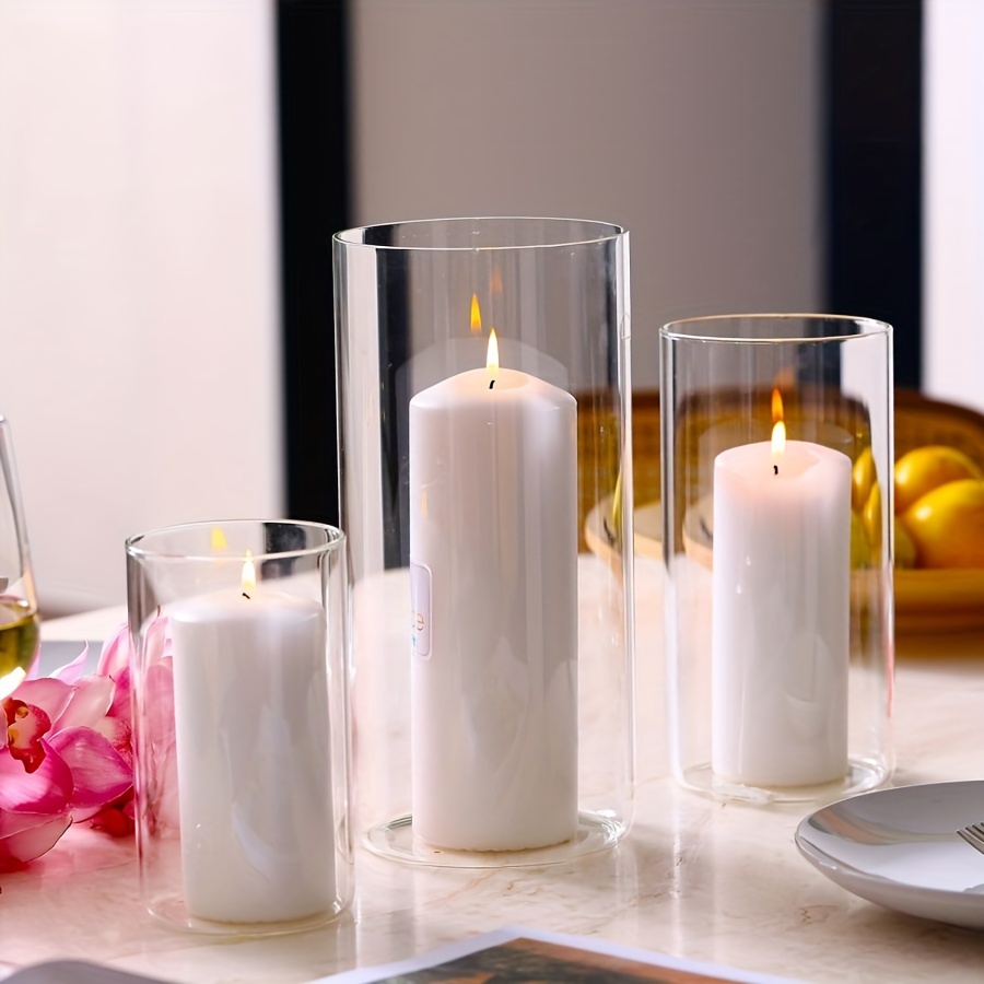 

Modern Glass Candle Holders Set Of 6: Transparent Cylindrical Candle Holders For Column Candles, Perfect For Centerpiece Vases And Tabletop Decorations