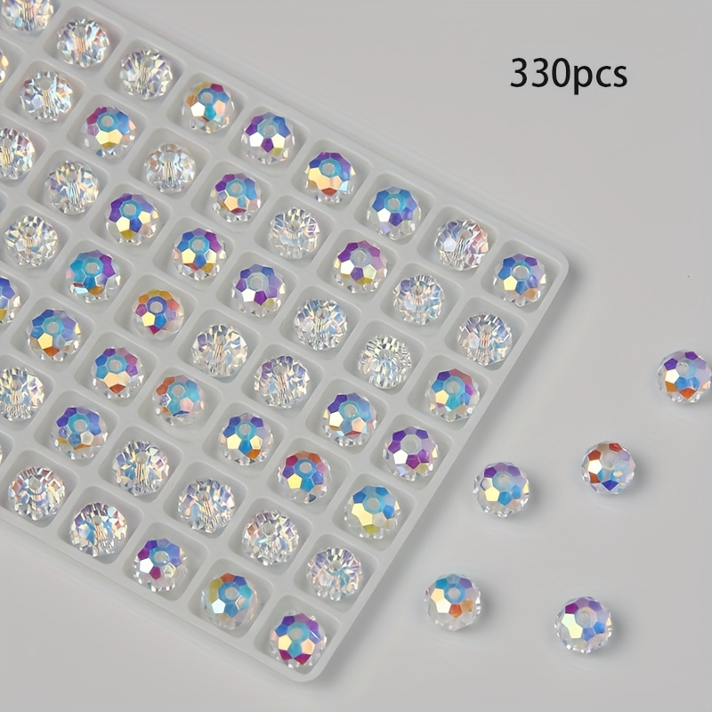 330pcs Of Crystal Loose Beads With Holes, Handmade Crystal Bracelets Woven With 8mm Crystal Flat Beads