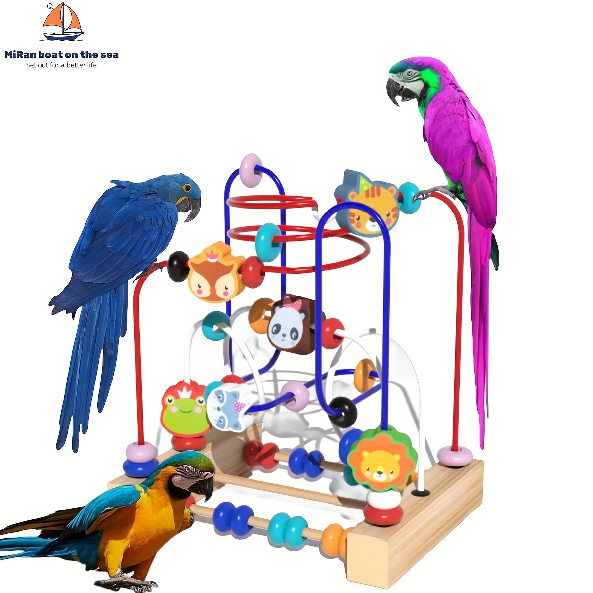 

Interactive Parrot Wooden Bead Toy - Relax & Vitality Enhancer For Birds