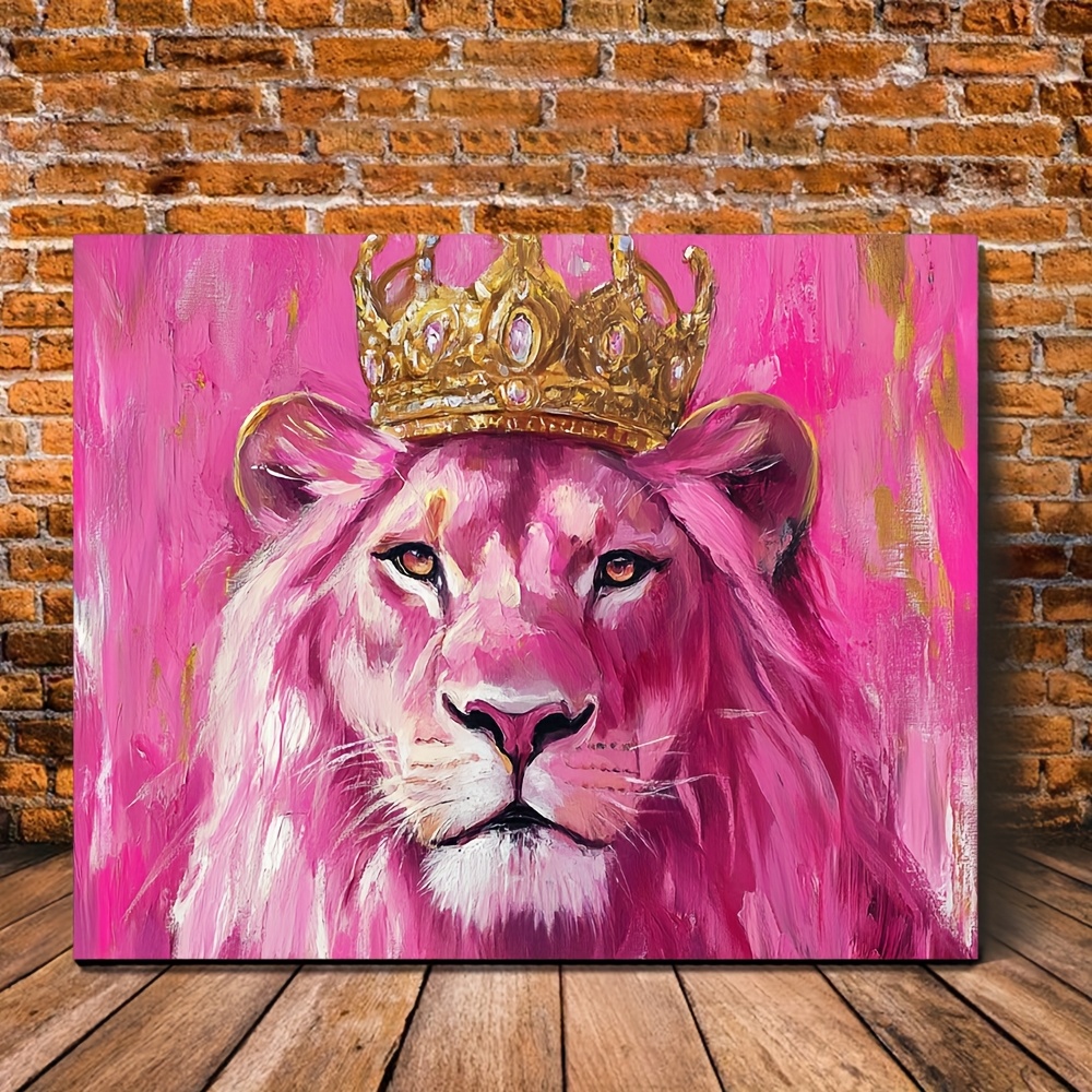 TEMU Impression sur toile de reine rose 2D1pc, 11.8x15.7 pouces - avec couronne dorée, style Art Déco, décoration murale en bois , , , à coucher, -