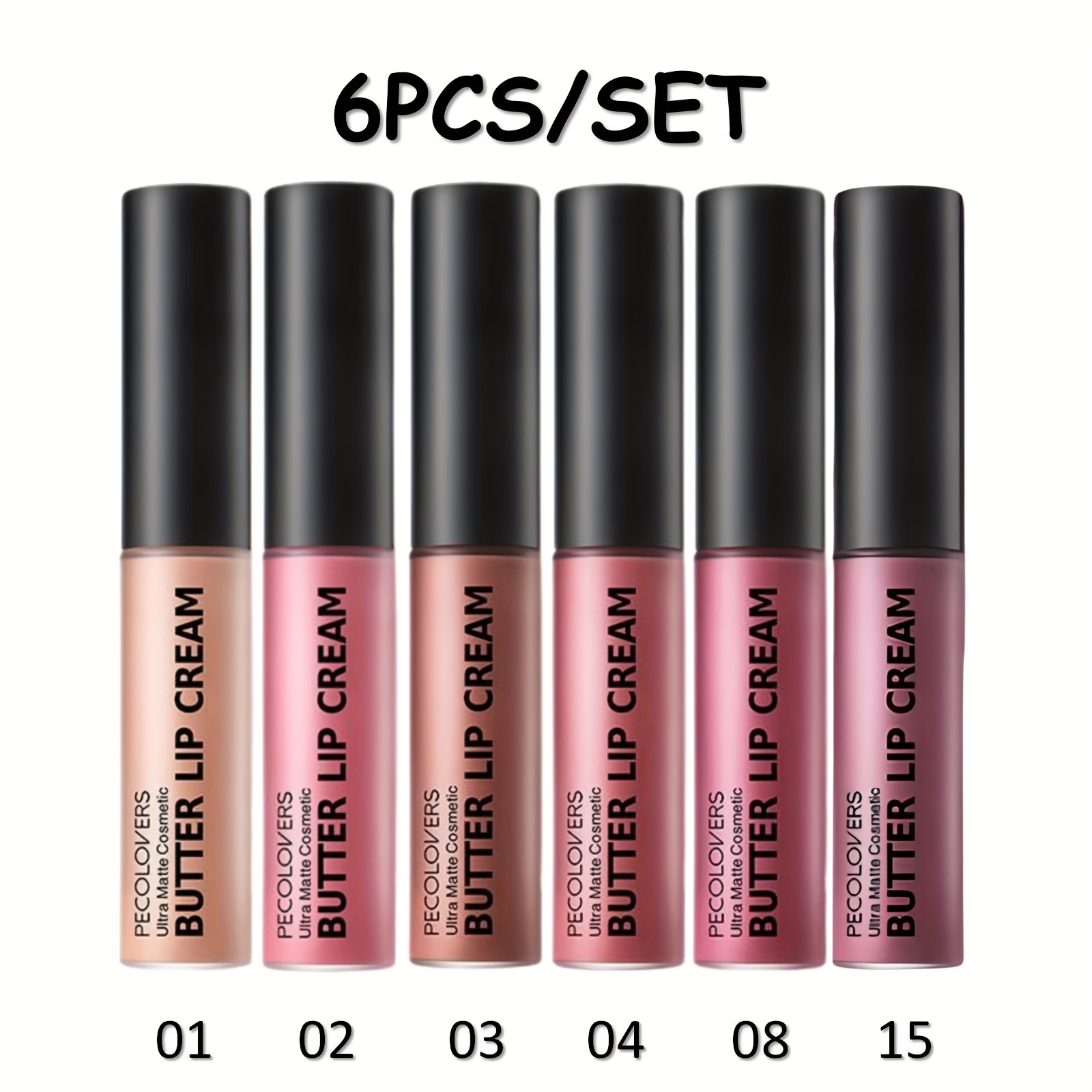 TEMU 6pcs/ Set Hydrating Lip Gloss, Moisturizer, Non-sticky, Long Lasting, Nude, Formula Liquid Lipstick Lip Makeup