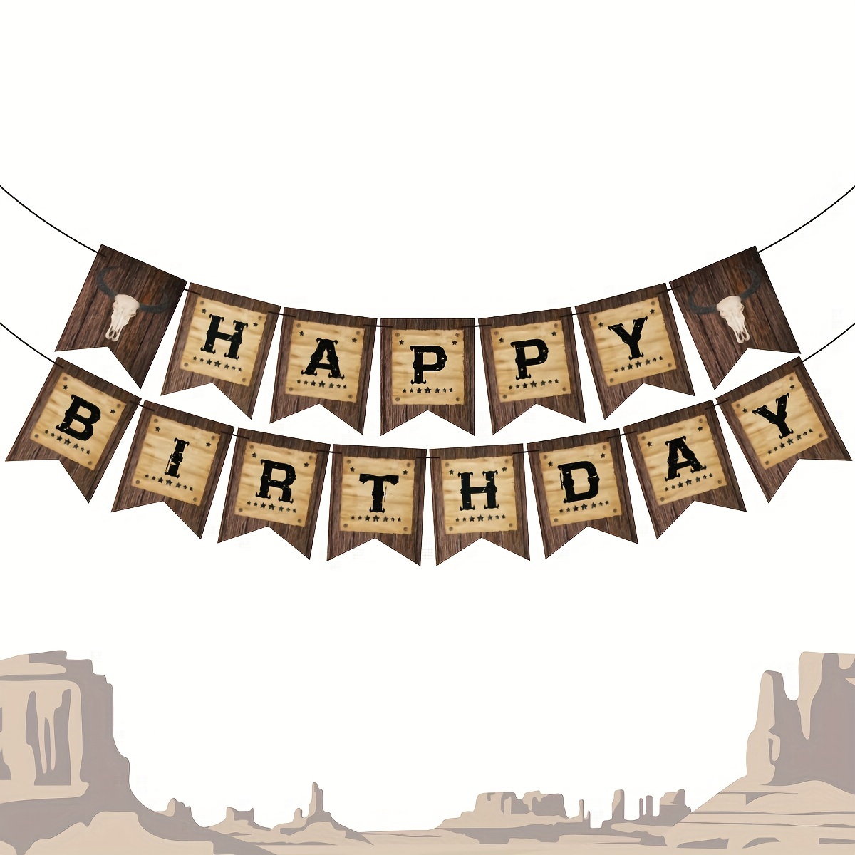 

Western Cowboy-themed Party Banner Set - Rustic Wood Brown, Perfect For Birthdays & Tailgate Parties, Versatile Decor For Home & Garden