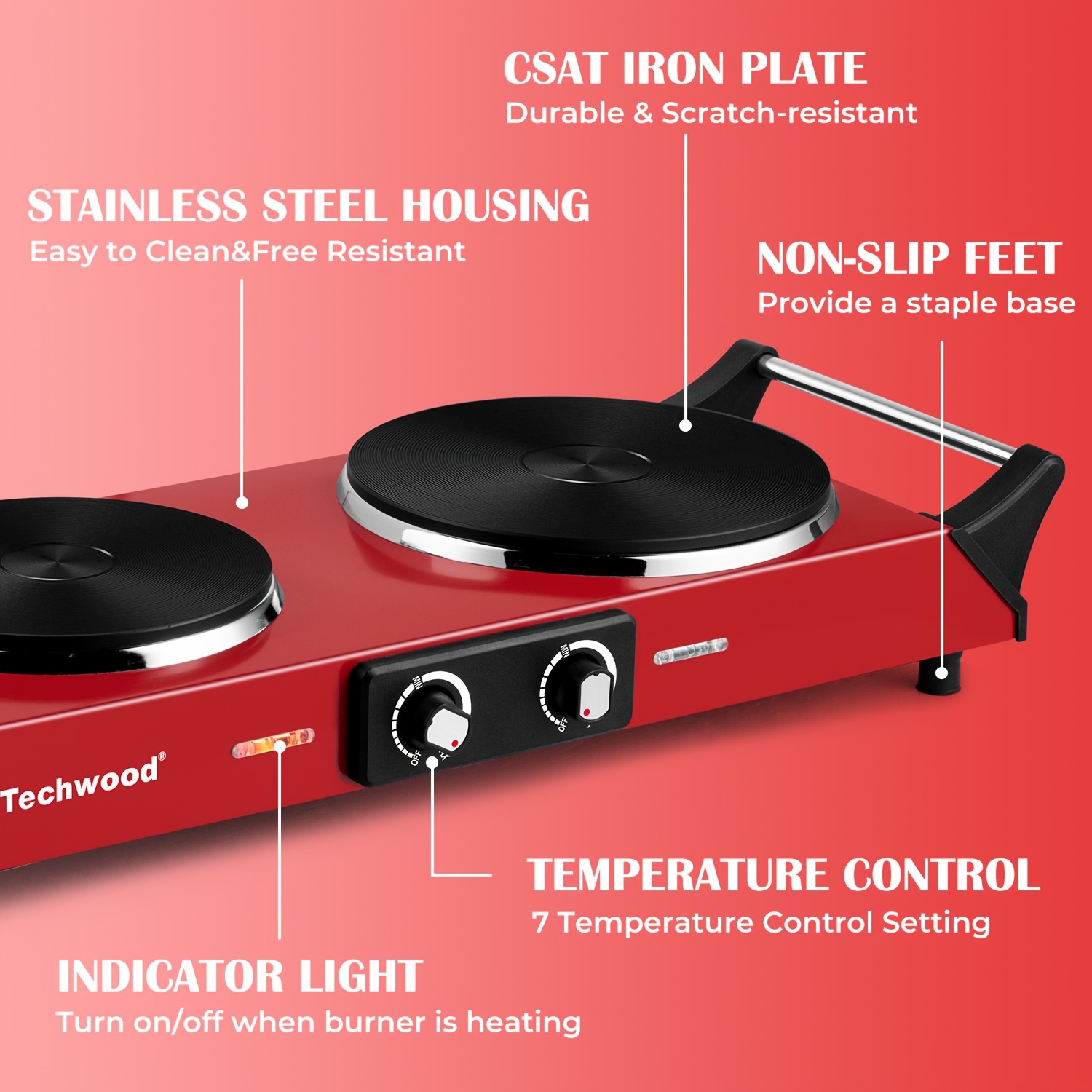 Electric Camping Double Burner Hot store Plate Portable Heating Cooking Stove Dorm